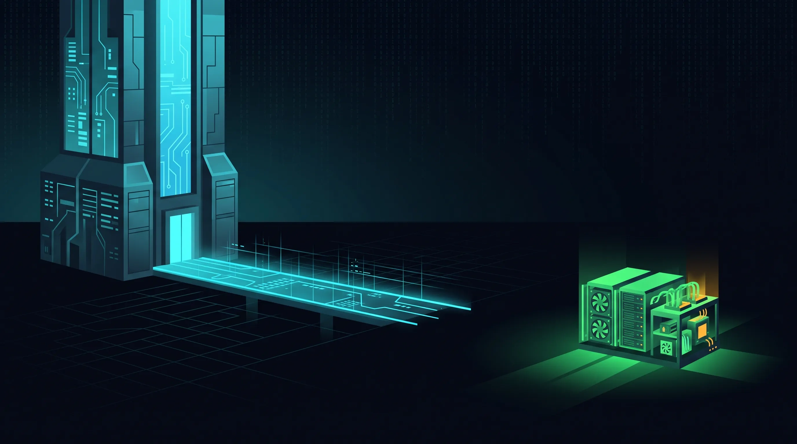 Illustration: Binance.US has no cloud mining product while a miner runs elsewhere.