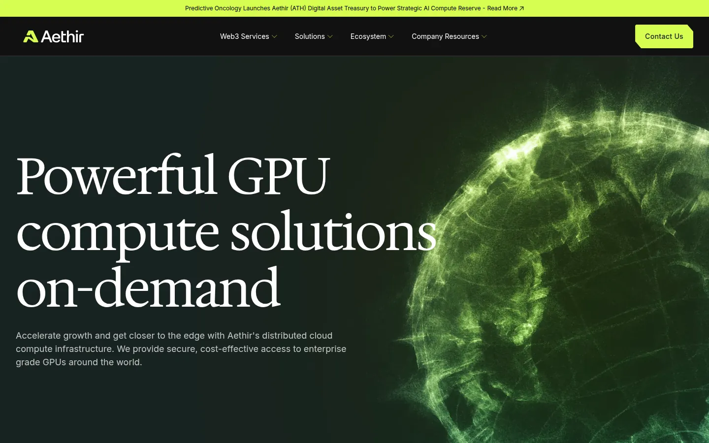 Screenshot: Aethir homepage