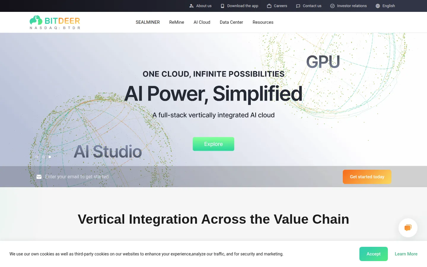Screenshot: Bitdeer Technologies Group homepage