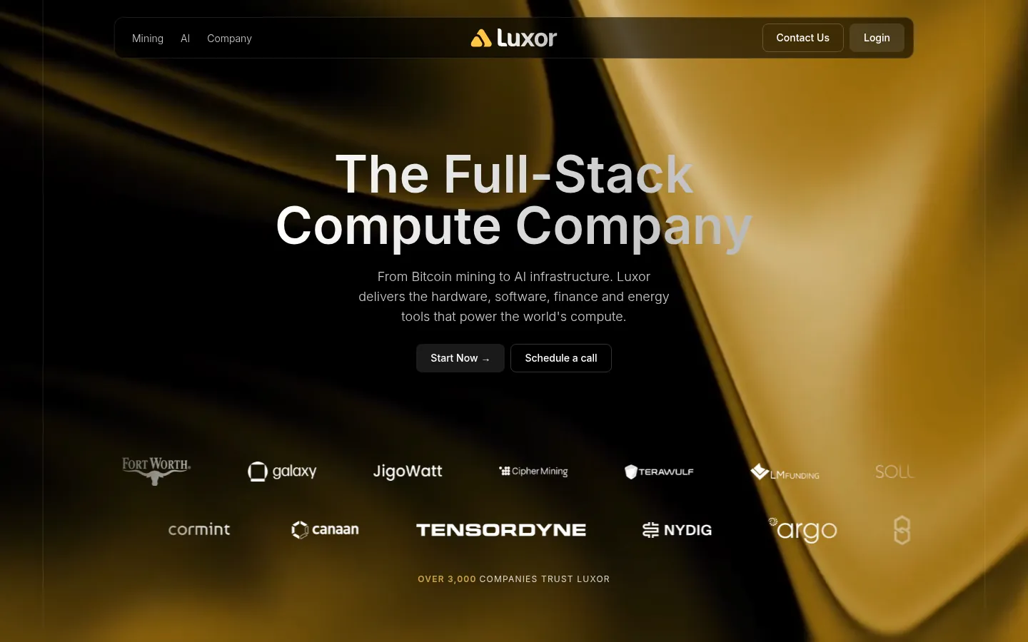 Screenshot: Luxor Technology (Hashrate Derivatives + Hashrate Index) homepage