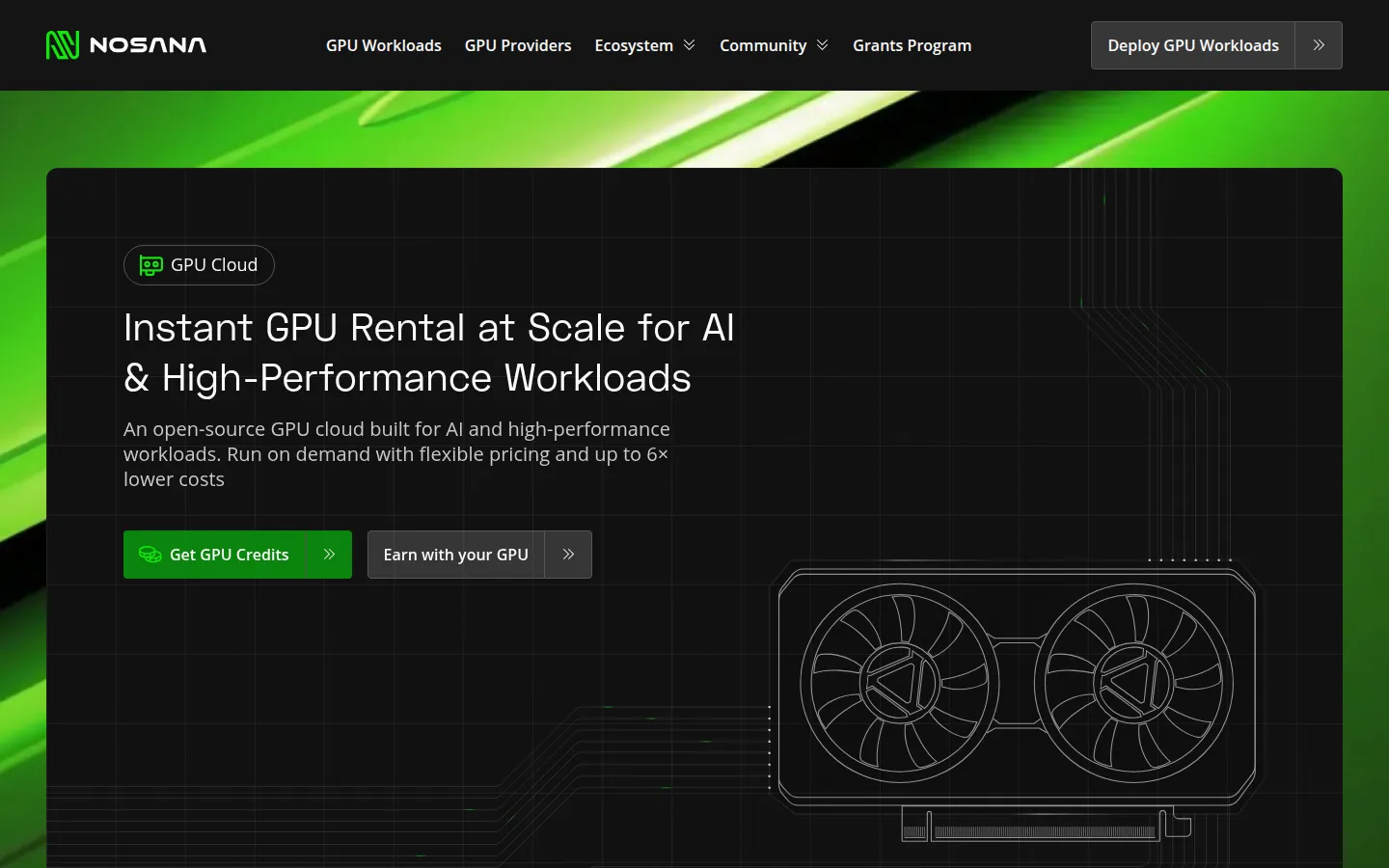 Screenshot: Nosana homepage