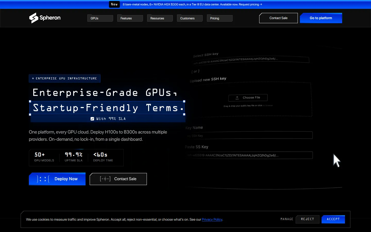 Screenshot: Spheron Network homepage