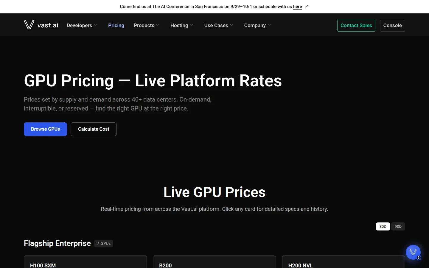 Screenshot: Vast.ai pricing page